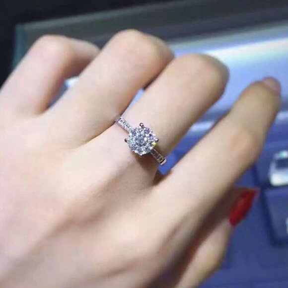 🌸Dainty Engagement 925 Sterling Silver Plated Beautiful Ring for Women, L009 - Picture 2 of 10